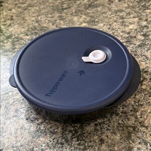 Tupperware Rock n Serve Microwave Divided Dish Blue Round Storage Container